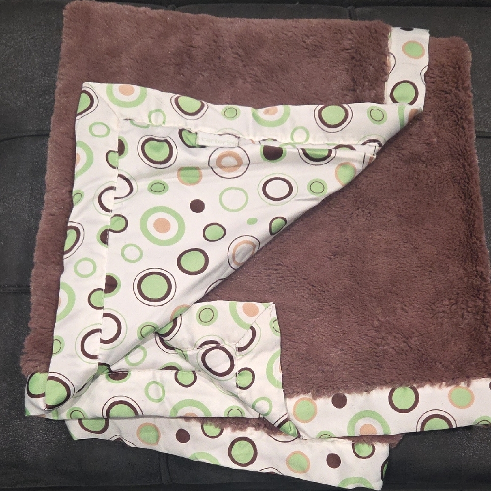 Carter's Brown and Green Circle Pattern Blanket